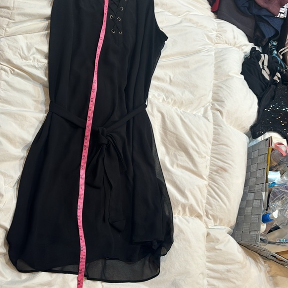 Black lined dress with sheer overlay and tie belt New without tags.Size XL - Picture 9 of 10